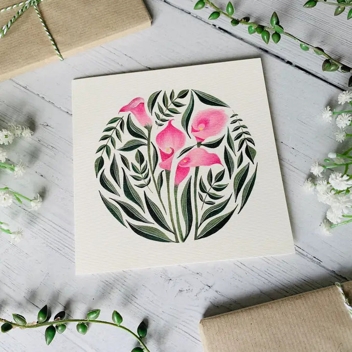 Calla Lilies Greeting Card by Becky Amelia