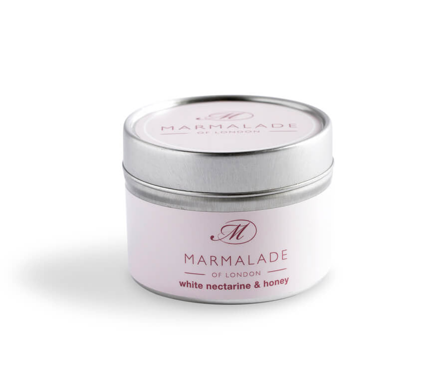 White Nectarine & Honey small tin candle from Marmalade of London.