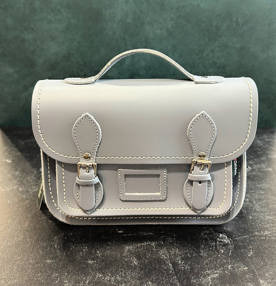 Zatchels Handmade Leather Midi Satchel - Ghost Grey