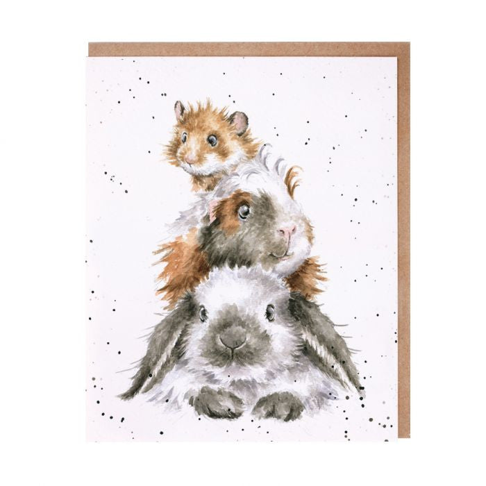 'Piggy in the Middle' Blank Greetings Card by Hannah Dale for Wrendale Designs.