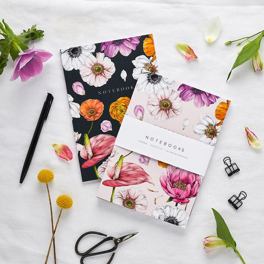 Floral Brights - Set of 2 A5 Notebooks by Catherine Lewis Design