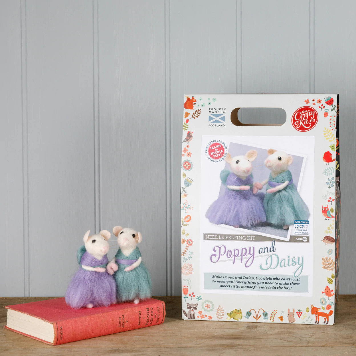 Poppy & Daisy Mice Needle Felting Kit from The Crafty Kit Co. Made in Scotland