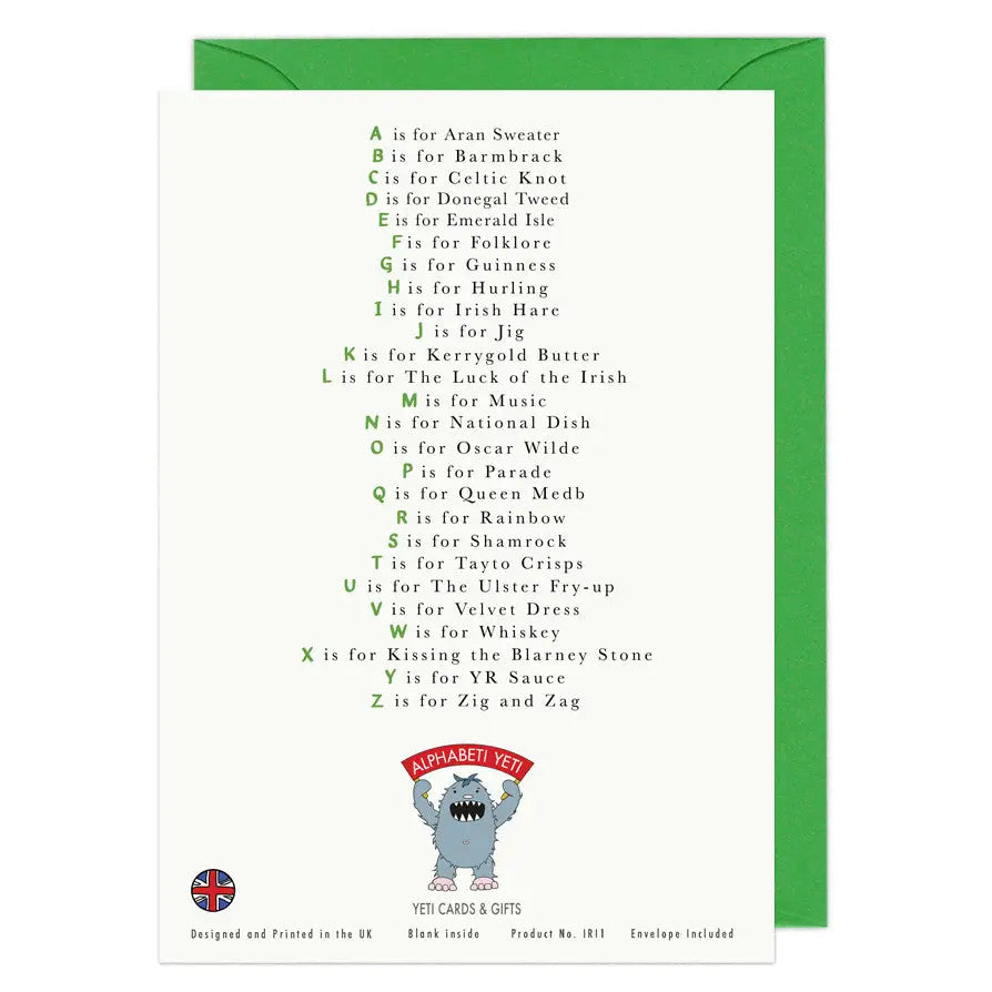 A Very Irish Alphabet Greeting Card