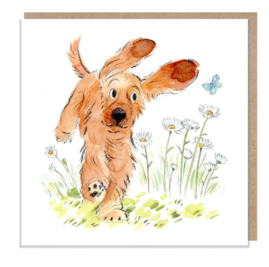 Running Cocker Spaniel Greetings Card by Paper Shed Design Card by Paper Shed Design