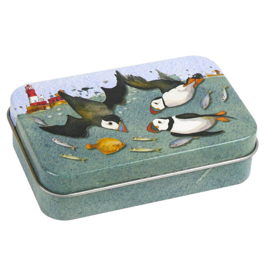 Emma Ball Diving Puffins Mini Rectangular Tin