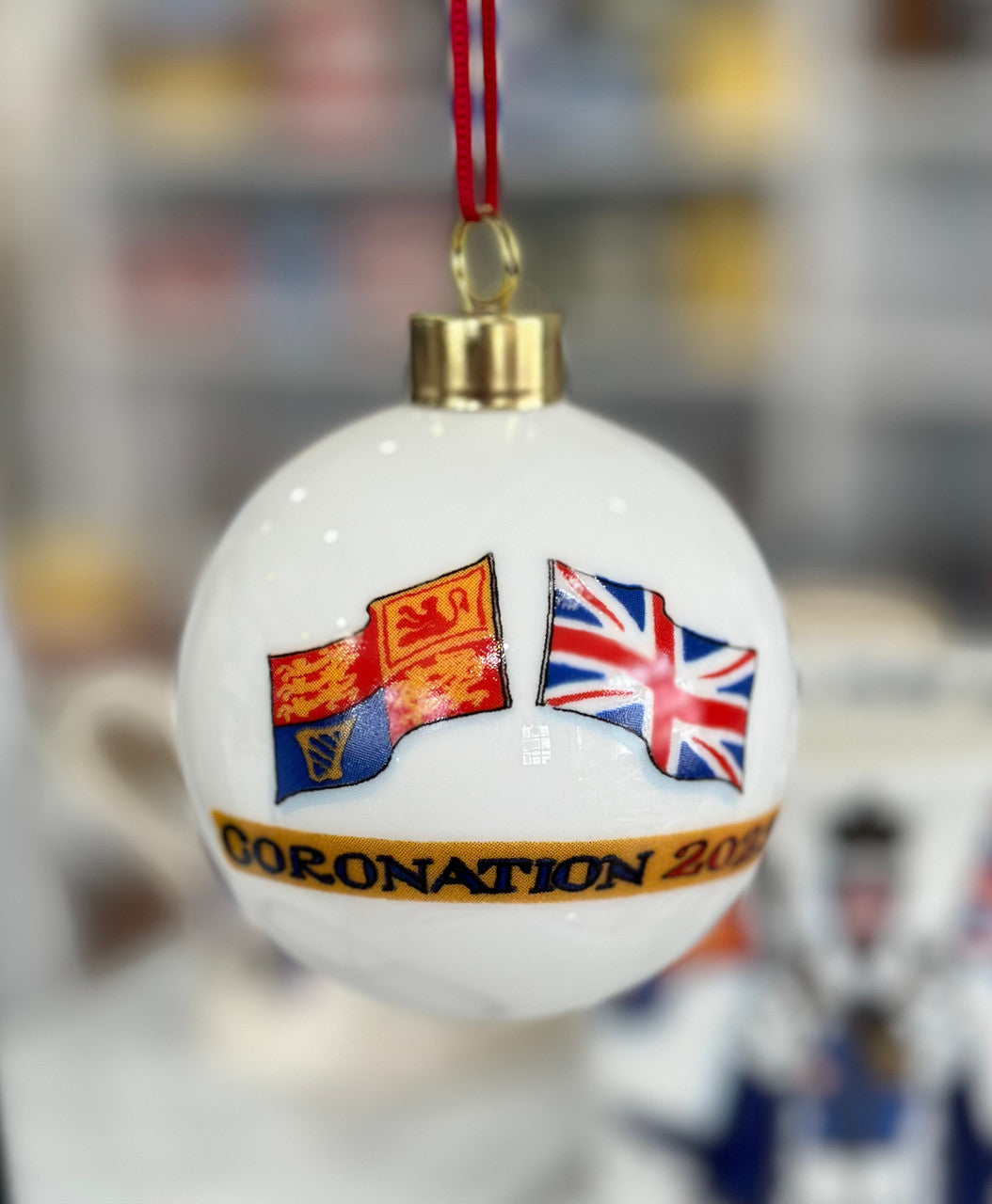 King Charles III Coronation Bone China Bauble by Alison Gardiner.