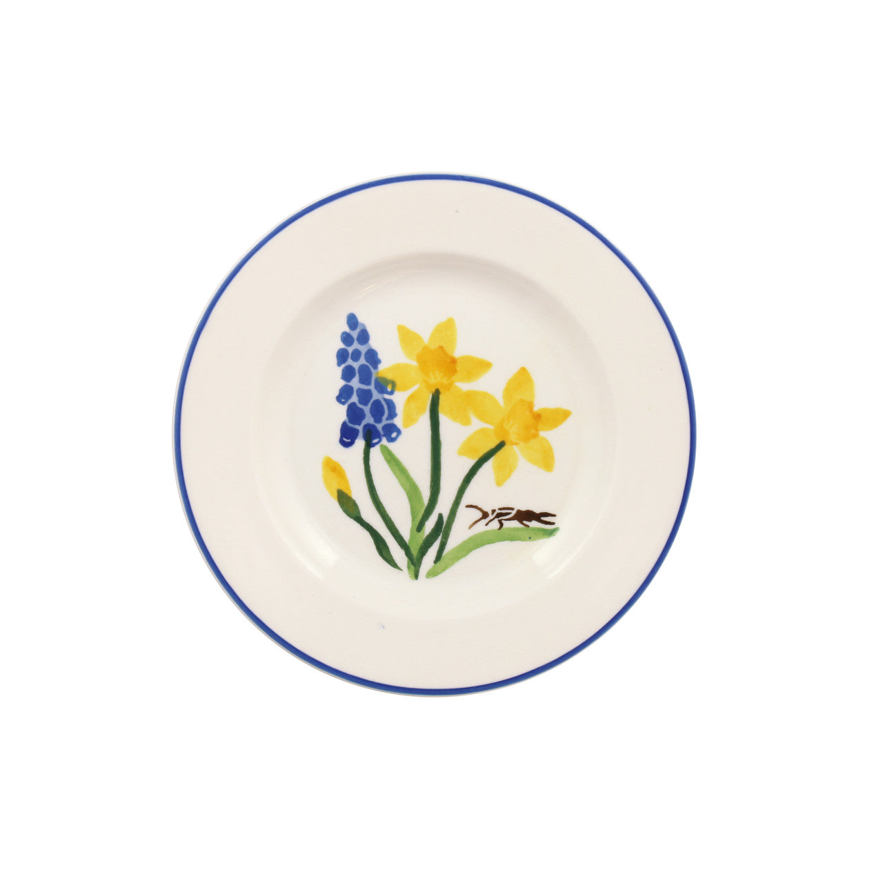 Little Daffodils 6 1/2 inch plate from Emma Bridgewater. Handmade in England.