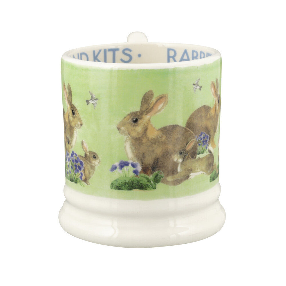 Bright New Morning Rabbits & Kits 1/2 Pint Mug by Emma Bridgewater. Handmade in England.