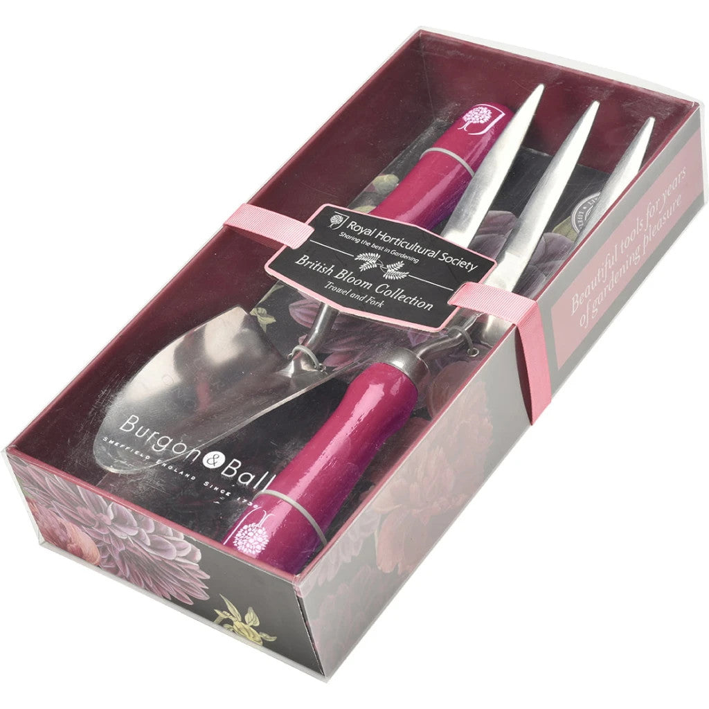 RHS British Bloom Trowel and Fork Boxed Set by Burgon & Ball.
