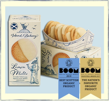 Island Bakery Organics Lemon Melts. Made in Scotland. Image