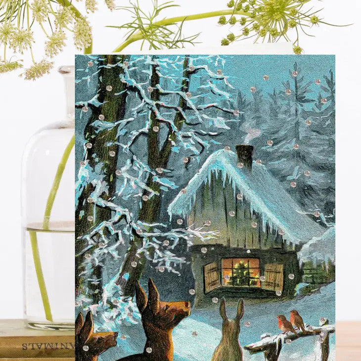 Winter Gathering Glitter Card by Madame Treacle.