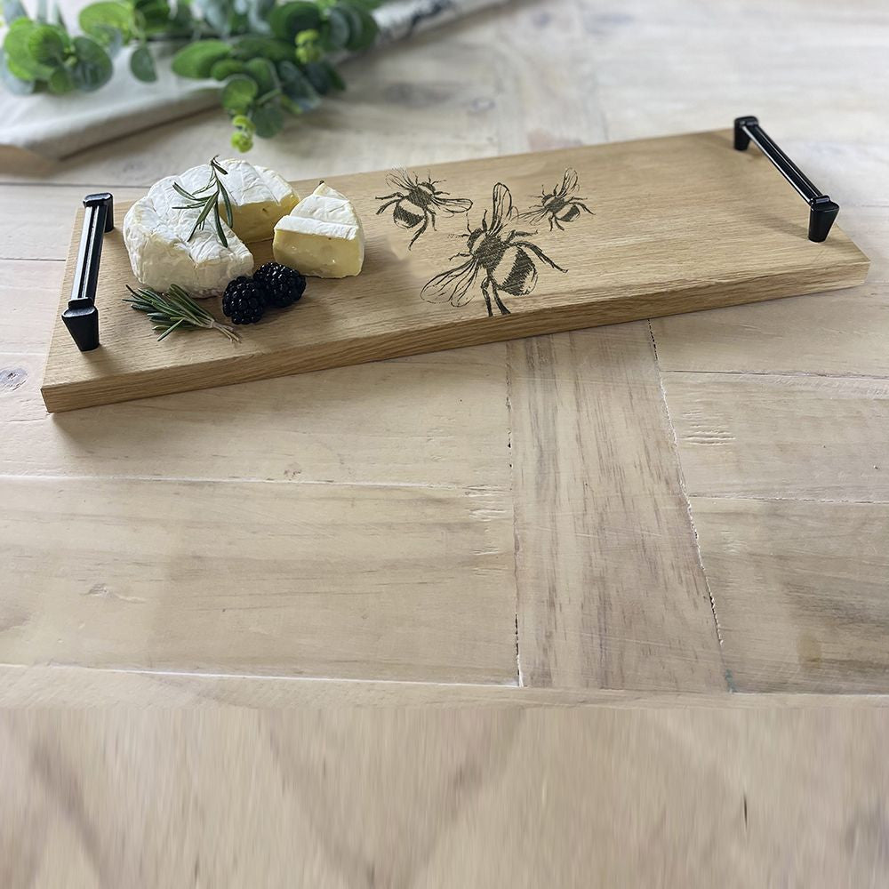 Bee Serving Tray with Burnished Steel Handles by Selbrae.