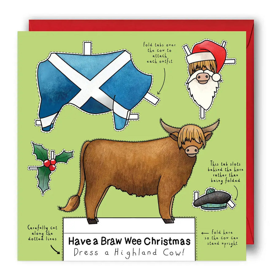 Dress a Highland Cow Christmas Card