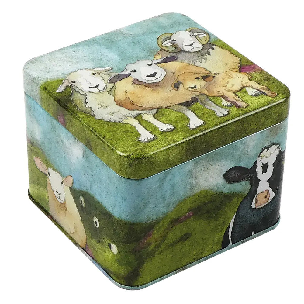 Felted Farmyard Small Square Tin by Emma Ball