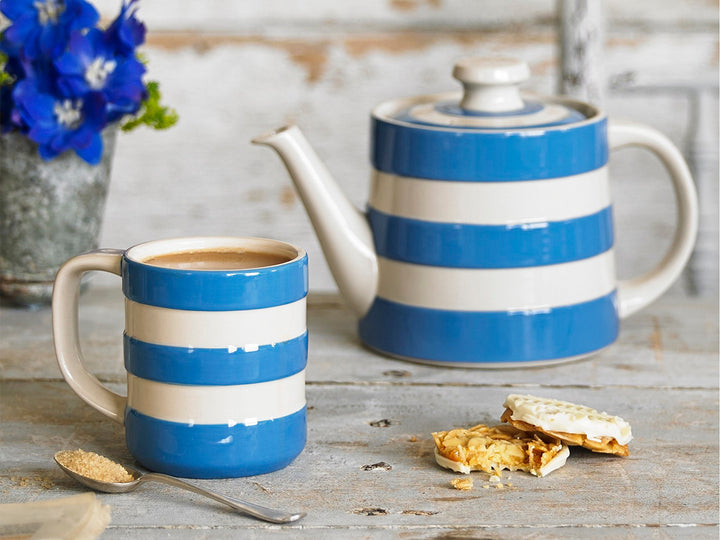 Cornishware Striped Classic Teapot - blue