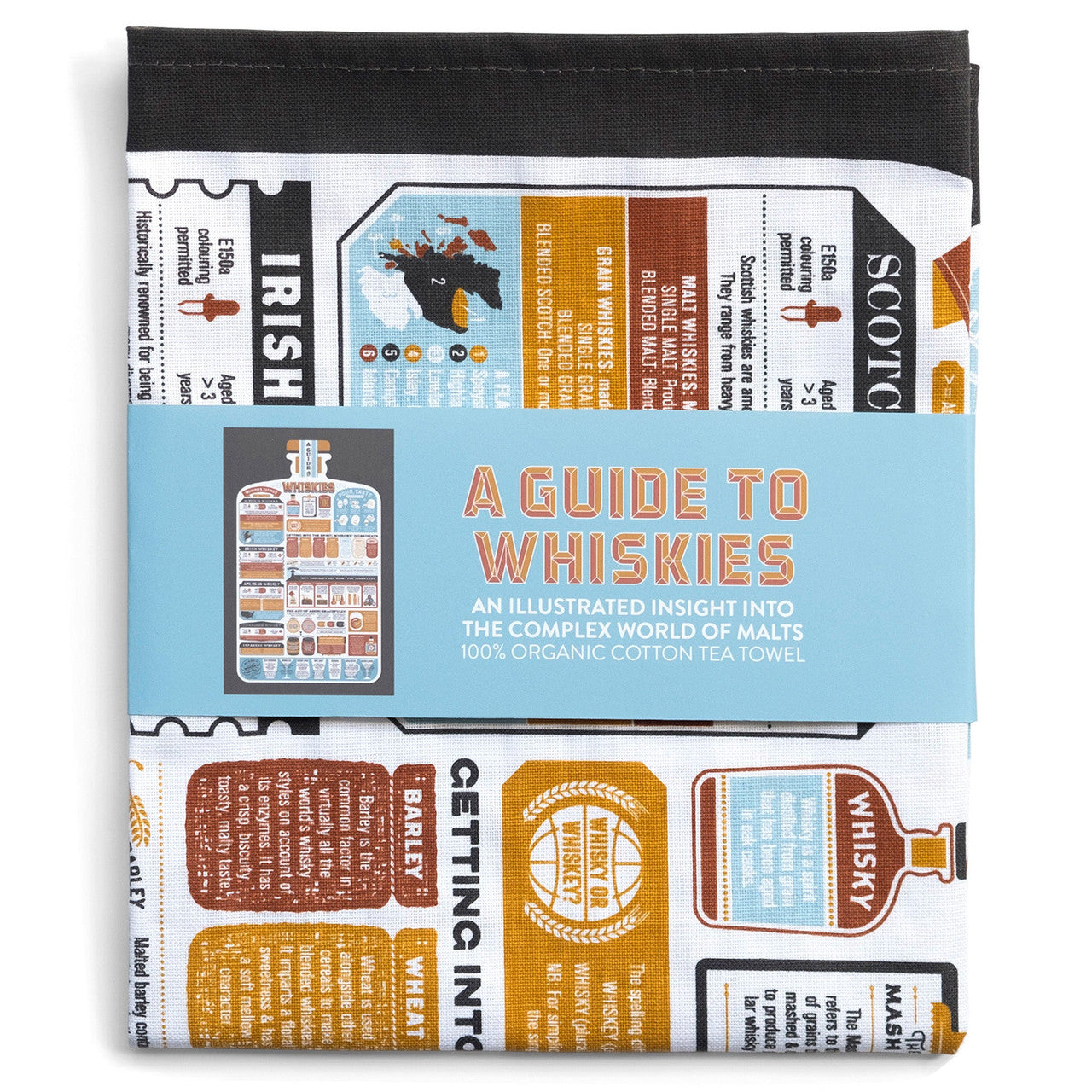 A Guide to Whiskies Tea Towel by Stuart Gardiner.