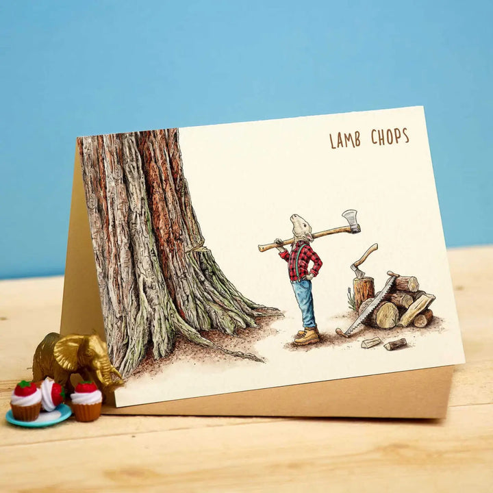 Lamb Chops Greetings Card by Bewilderbeest.