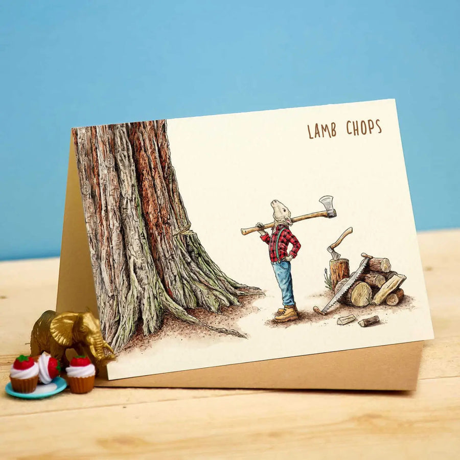 Lamb Chops Greetings Card by Bewilderbeest.