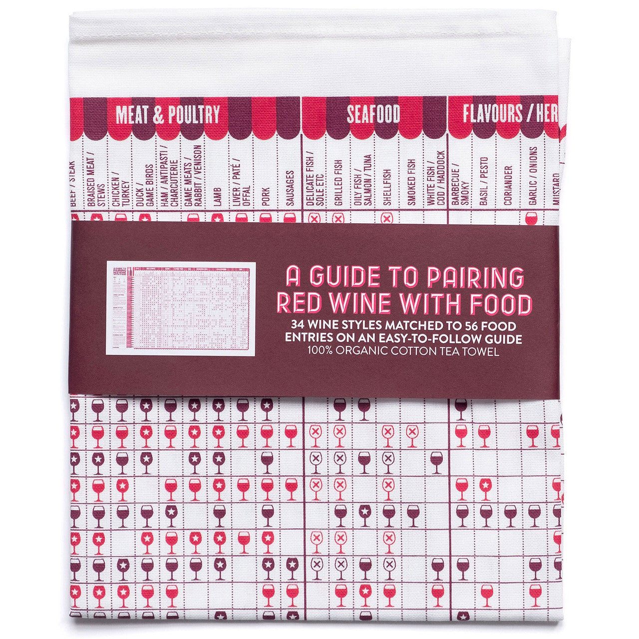 Red Wine Pairing with Food Tea Towel by Stuart Gardiner.