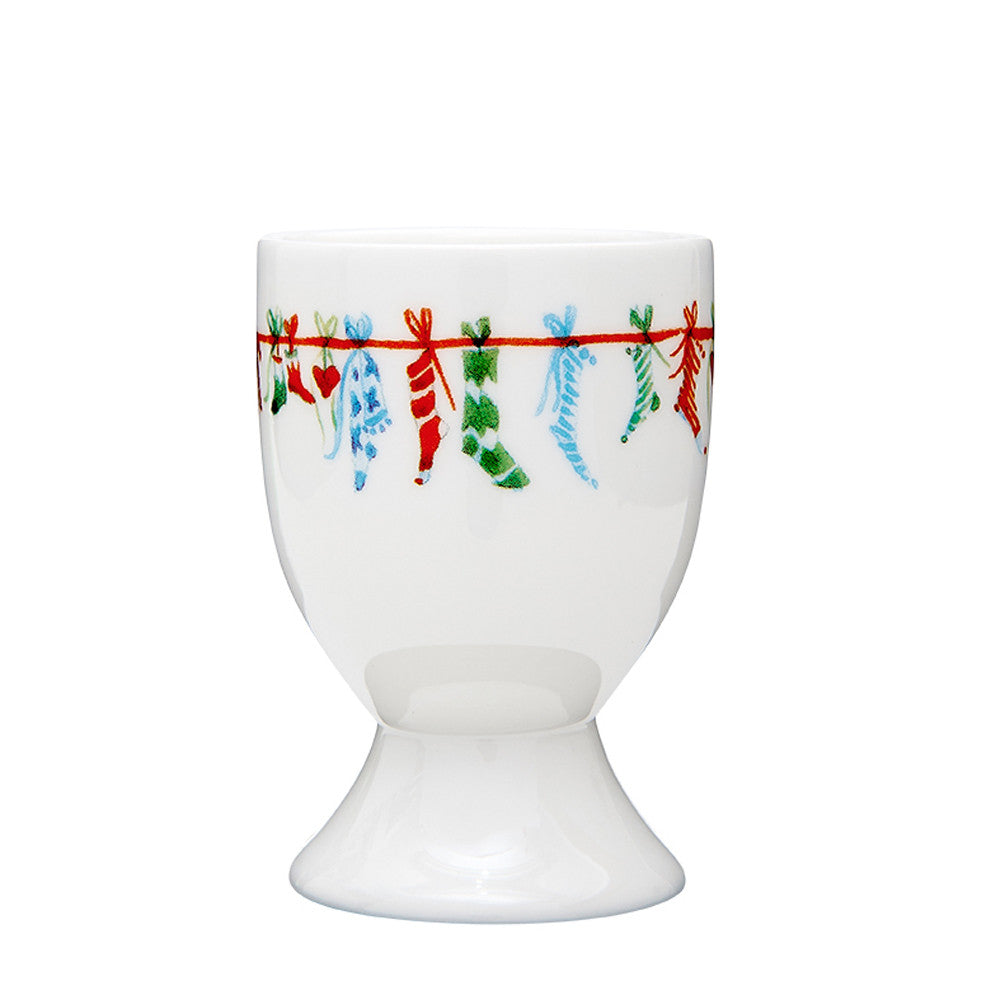 Christmas Stockings China Egg Cup by Jane Abbott