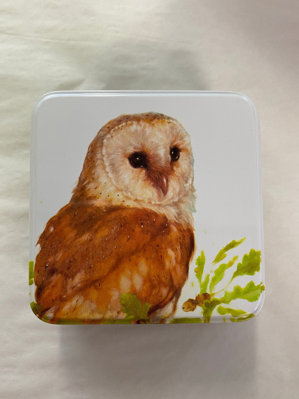 Jo Stockdale Countryside Friends Small Square Tins. Owl.