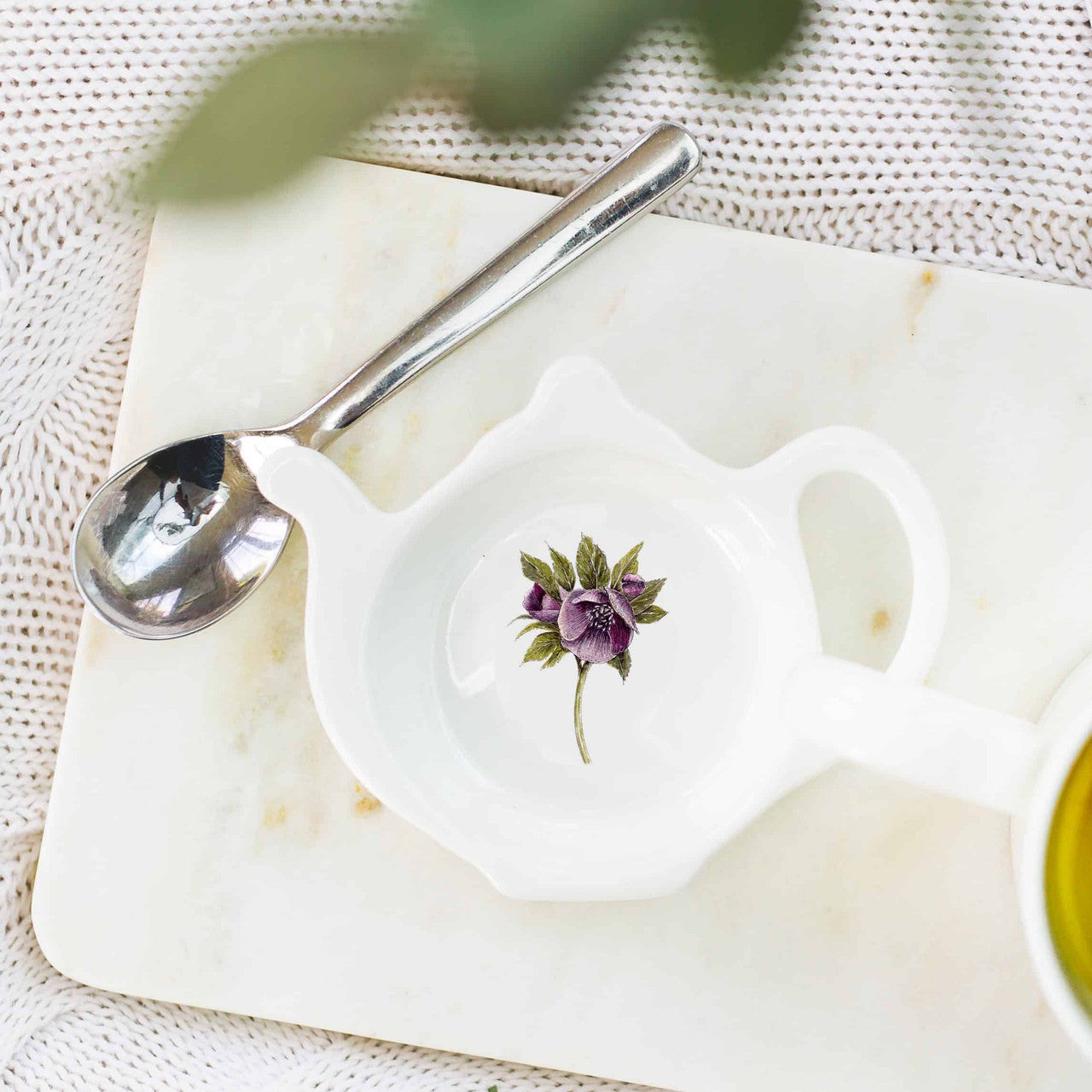 Hellebore Bone China Tea Bag Tidy by Toasted Crumpet.