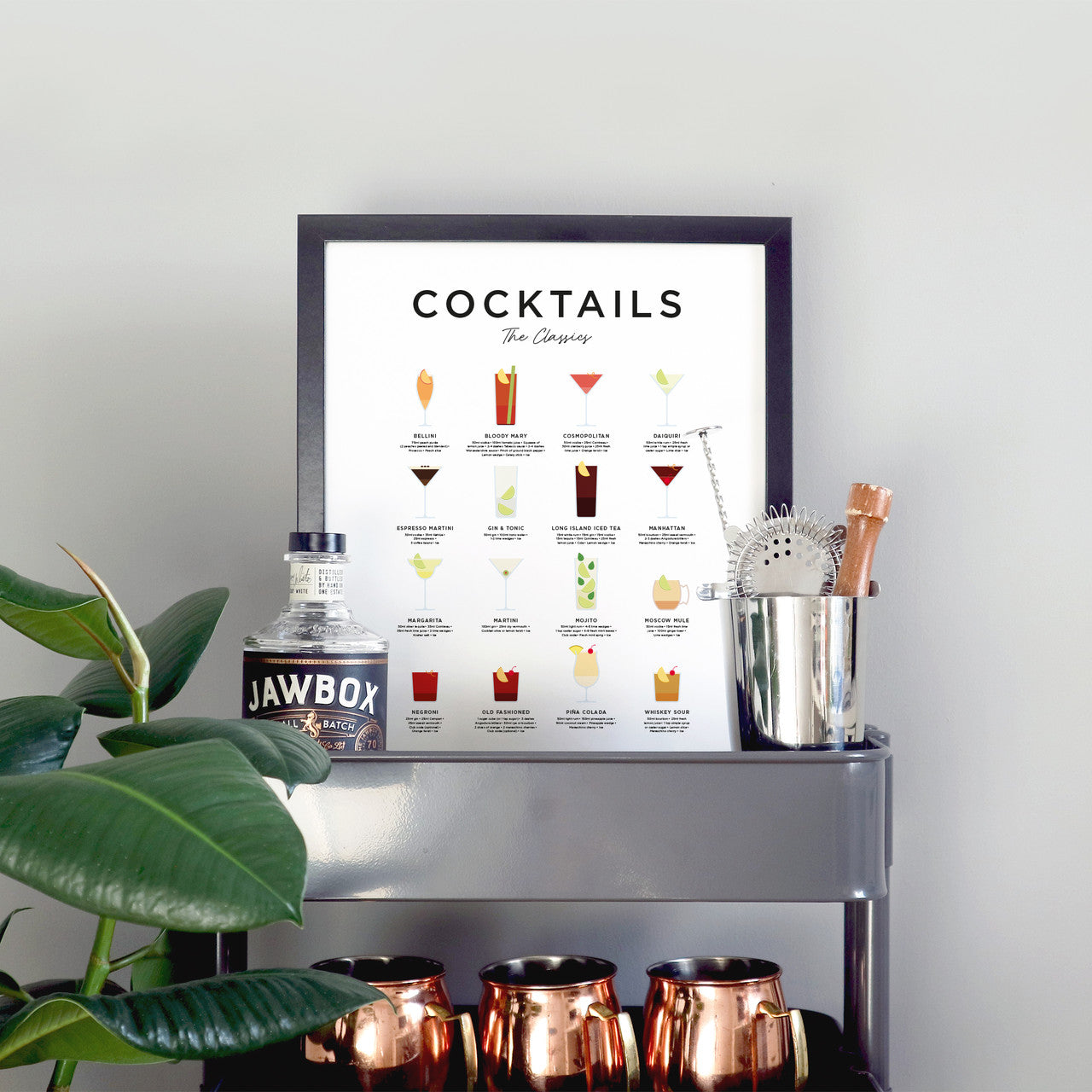 Framed Cocktails Print from Everlong Print Co. Made in England