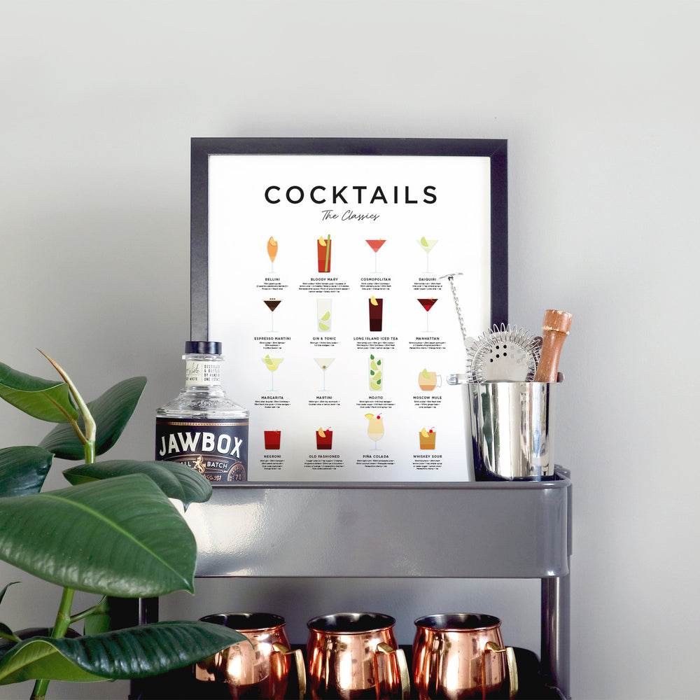 Framed Cocktails Print from Everlong Print Co. Made in England