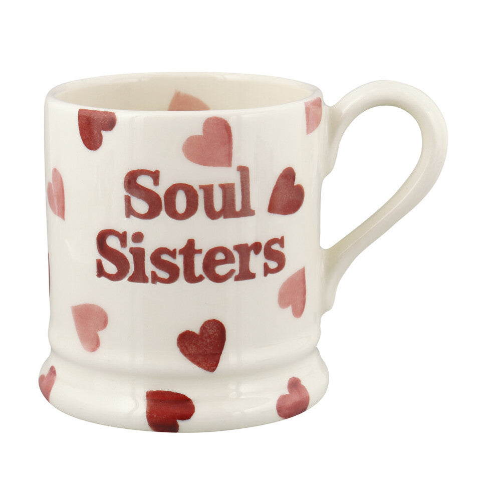 Pink Hearts Souls Sisters 1/2 pint mug by Emma Bridgewater