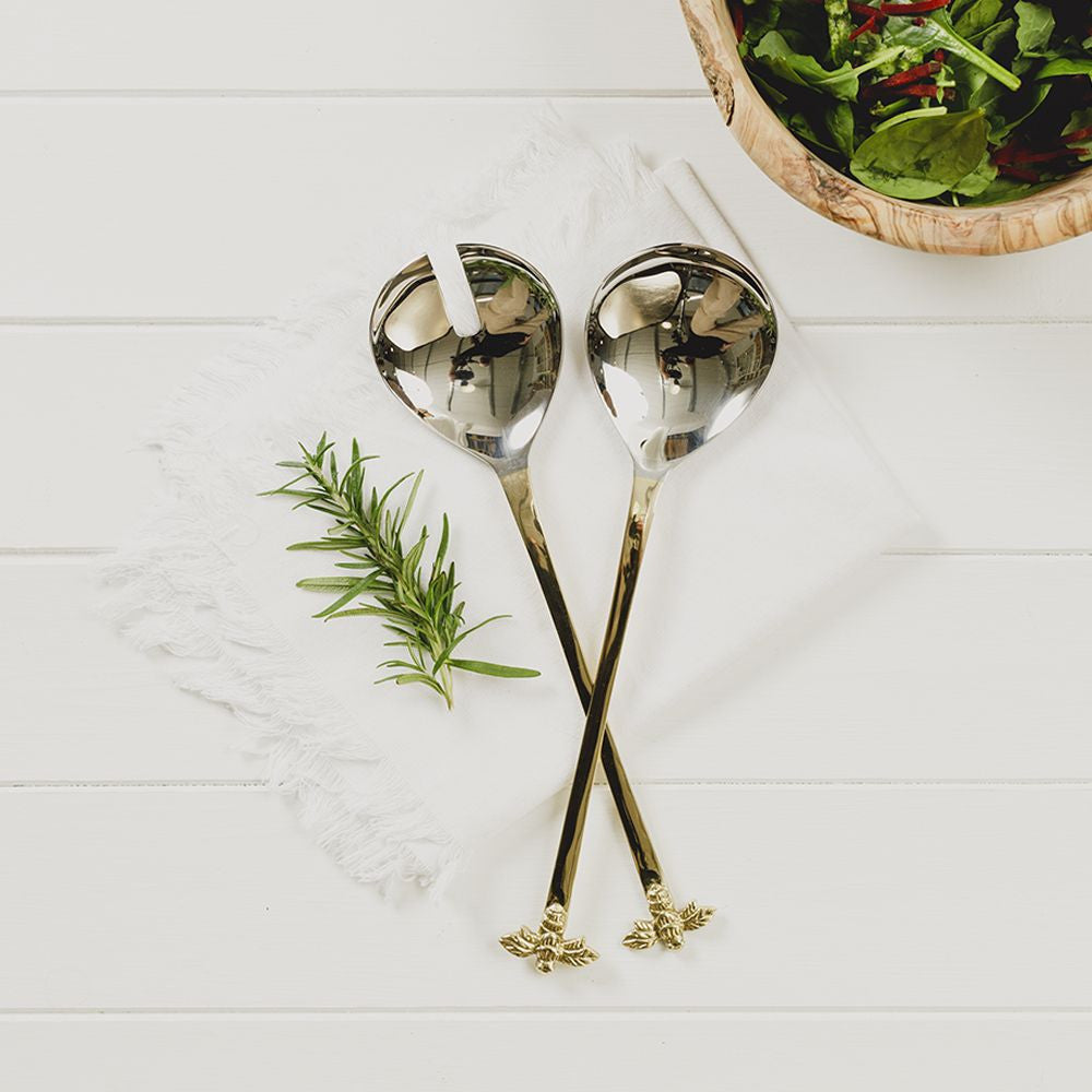 Gold Bee Salad Server Set