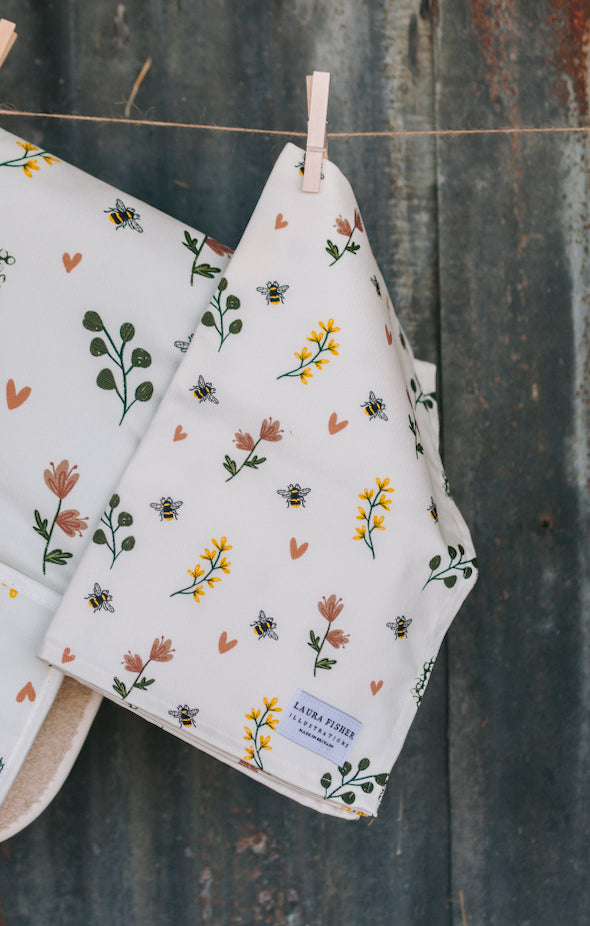 100% Cotton The Humble Bumble tea towel By Designer Laura Fisher