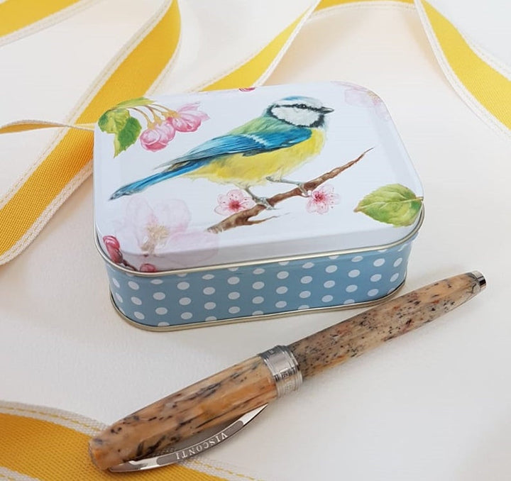 Jo Stockdale Blue Tit Small Rectangular Tin.