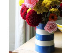 Cornishware Striped Medium Vase - blue
