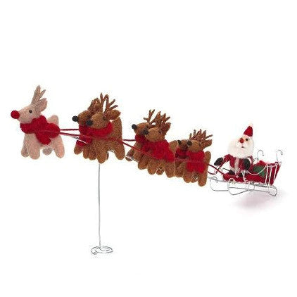 Santa & His Mini Reindeer Felt Decoration