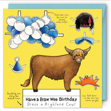 Dress a Highland Cow Birthday Card Image