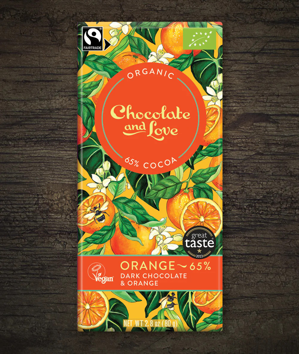 Chocolate and Love Madagascar Dark Chocolate Bar with Orange Extract 80g