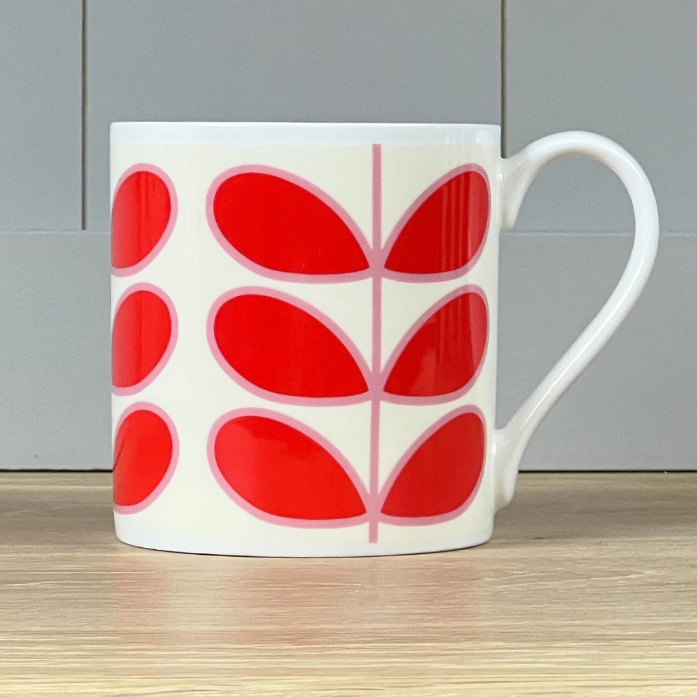 Linear Stem Red Bone China Mug by Orla Kiely