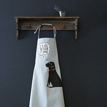 Organic cotton black labrador apron from Sweet William Designs.