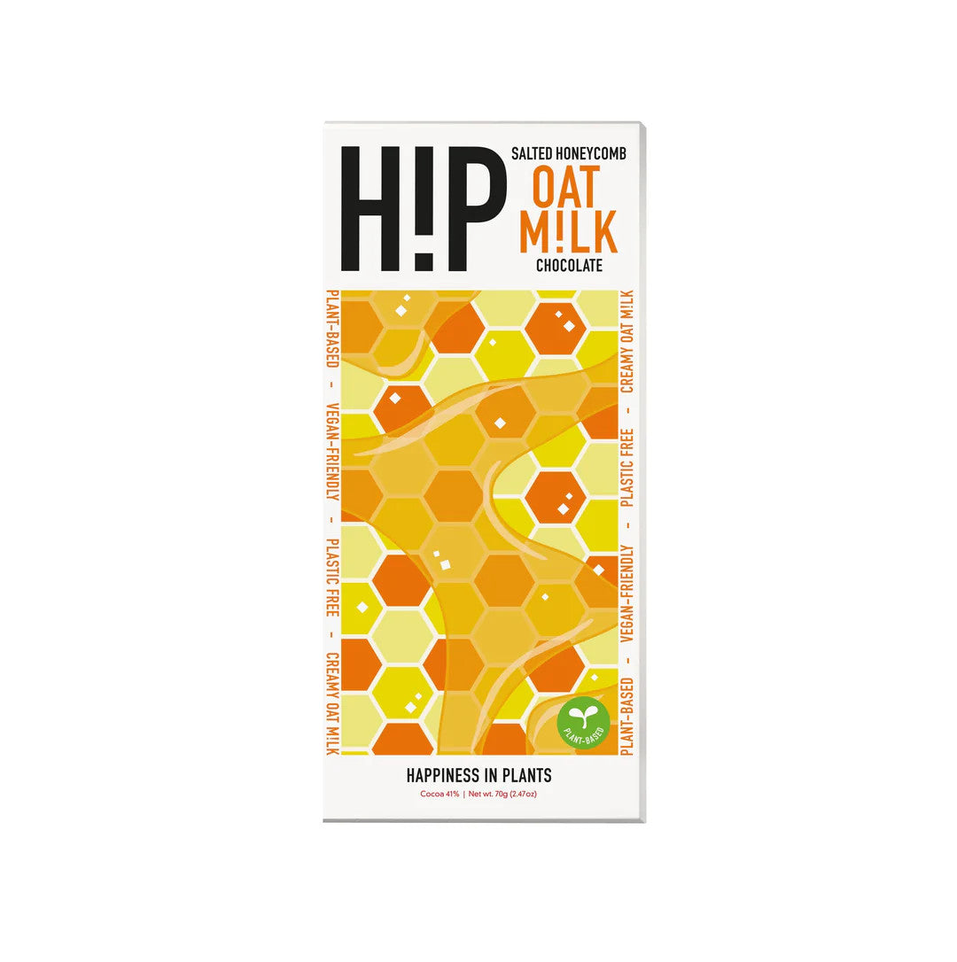 H!P Salted Honeycomb Oat Milk Chocolate Bar 70g
