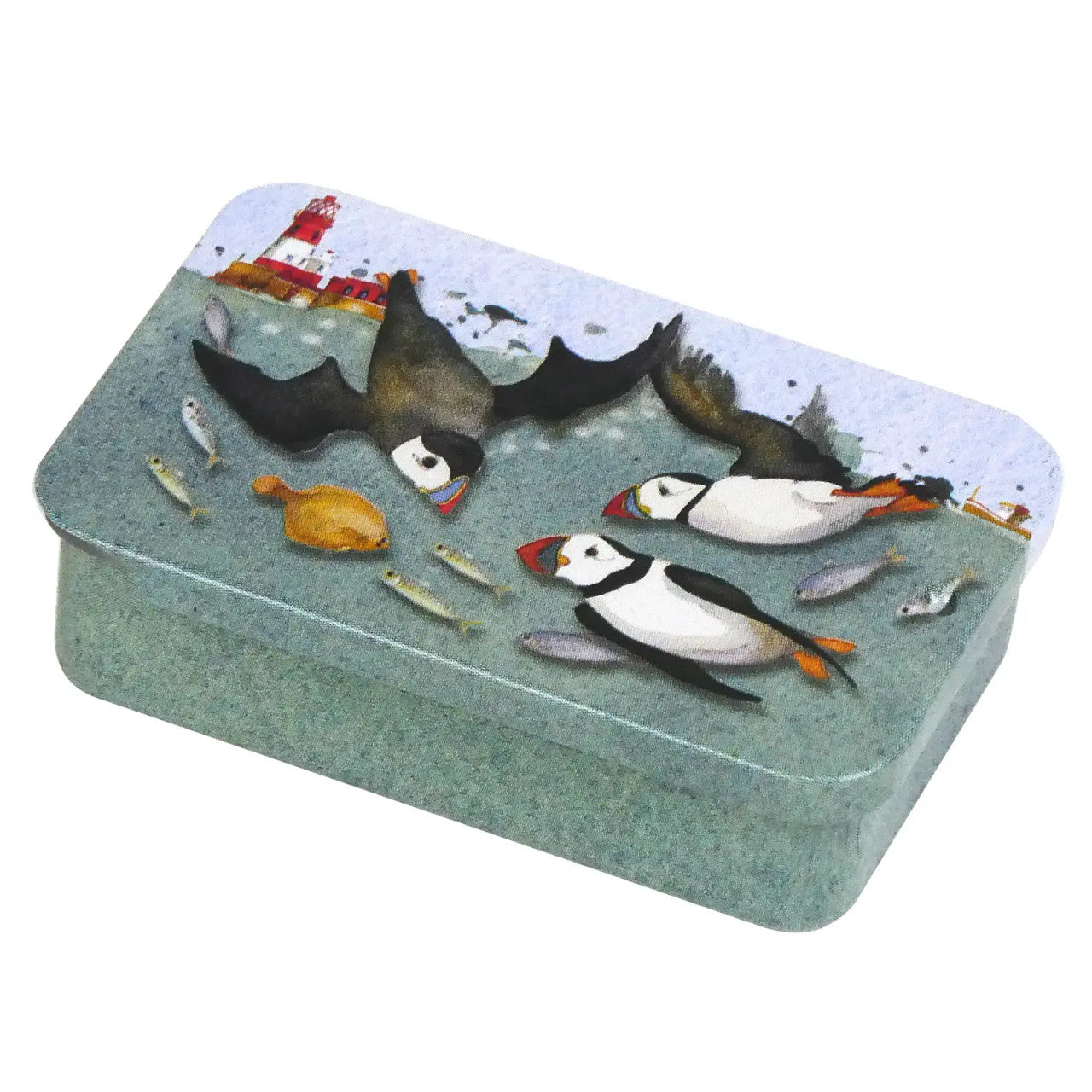 Diving Puffins Mini Pocket Tin by Emma Ball