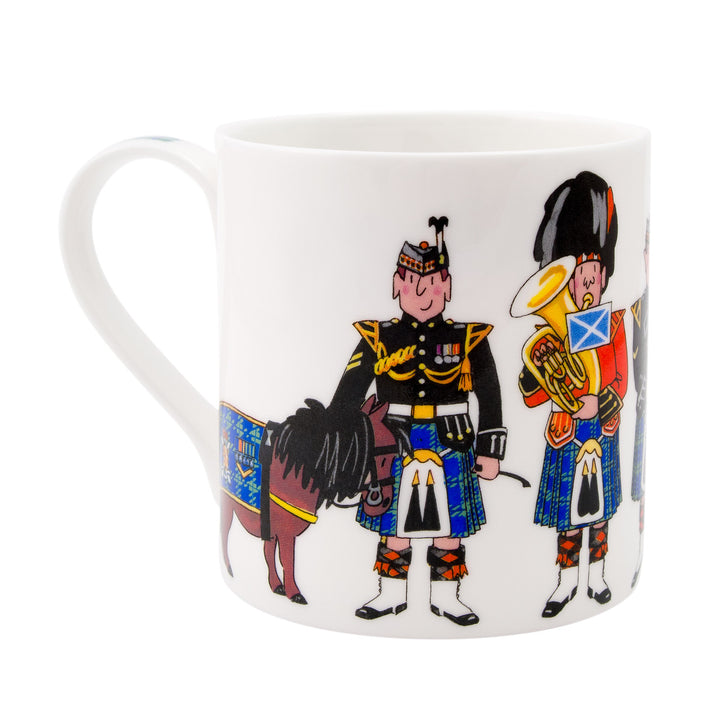 Alison Gardiner Bone China Scottish Pipers mug boxed.