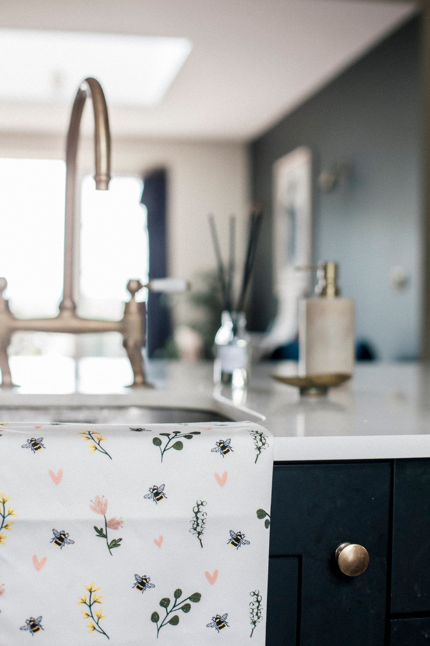 100% Cotton The Humble Bumble tea towel By Designer Laura Fisher