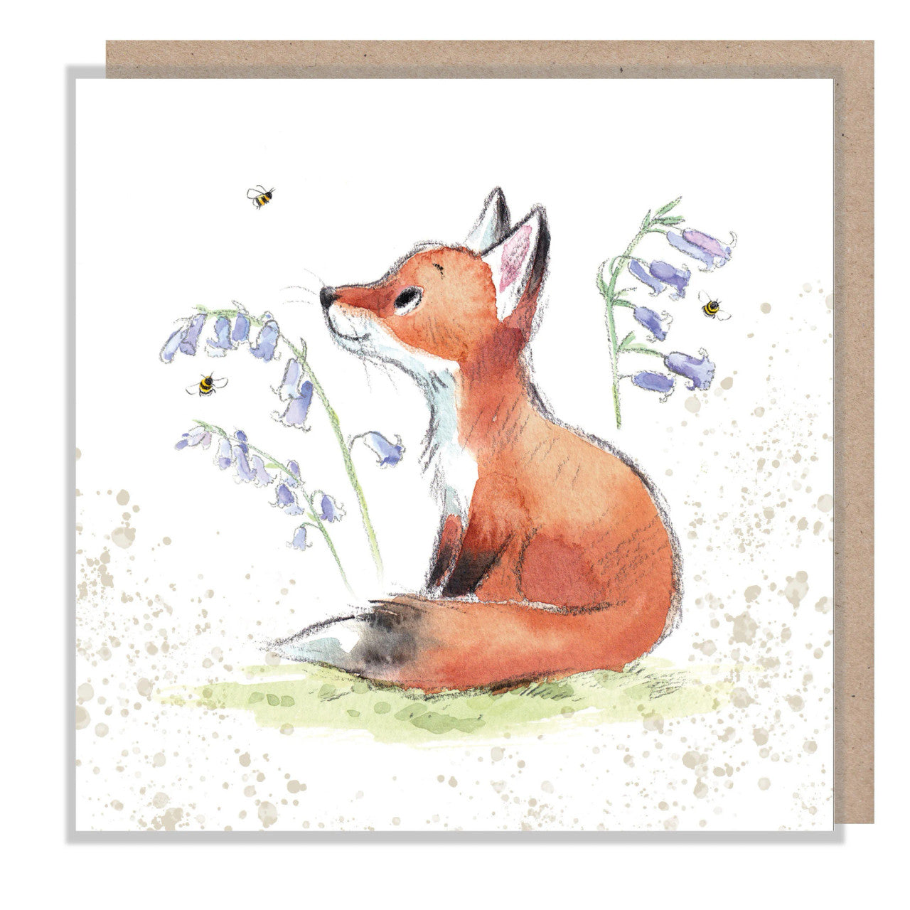 Fox with Bluebells and Bees Greetings Card from Paper Shed Designs