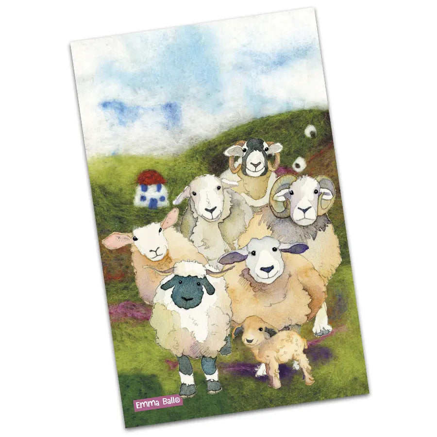 Felted Sheep 100% Cotton tea Towel by Emma Ball