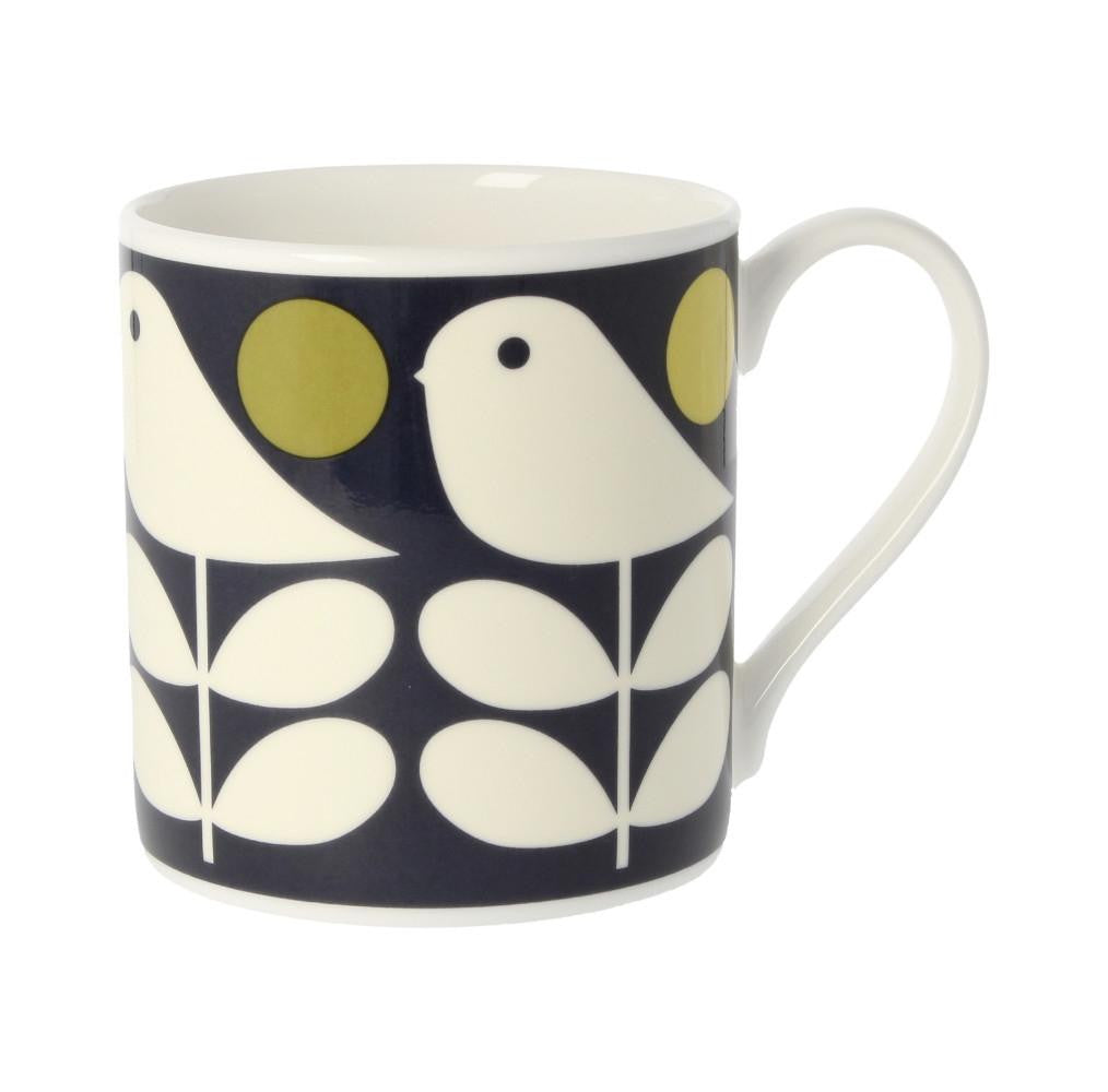 Early Bird Dark Navy Bone China Mug by Orla Kiely