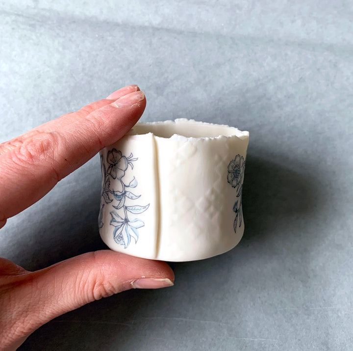 Azalea Handbuilt Ceramic Embossed Tea Light Holder