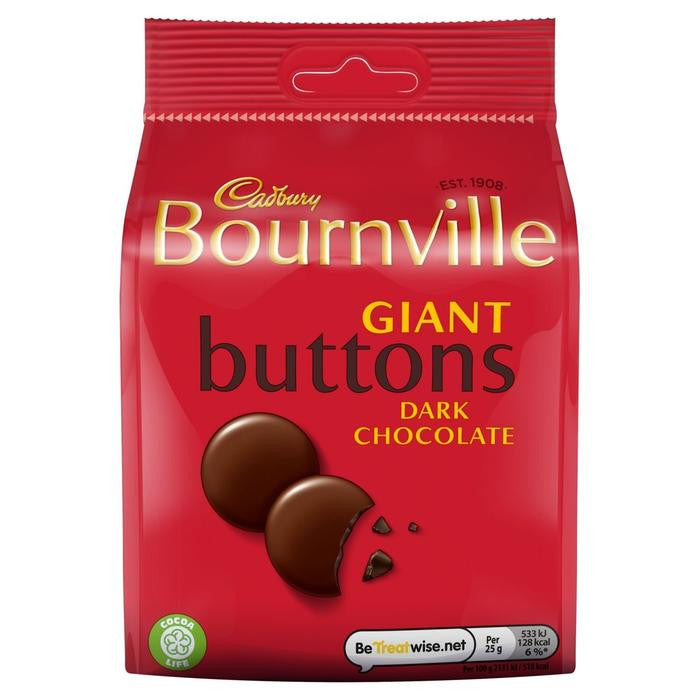 Cadbury Bournville Giant Buttons Dark Chocolate.