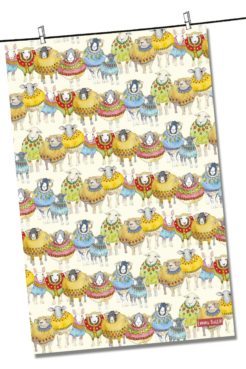 Sheep in Sweaters 100% Cotton Tea Towel from Emma Ball.