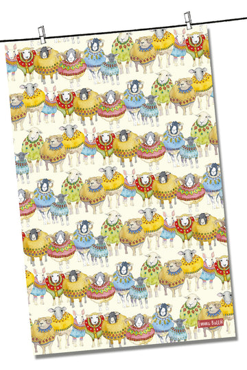 Sheep in Sweaters 100% Cotton Tea Towel from Emma Ball. Image