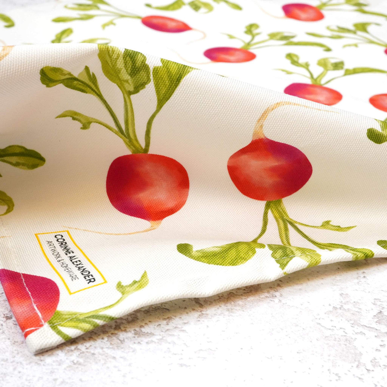 Radish Tea Towel by Corinne Alexander.